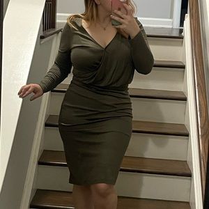 H&M Size Small Olive Green fitted dress.